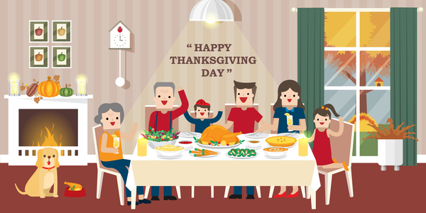 Thanksgiving family cartoon